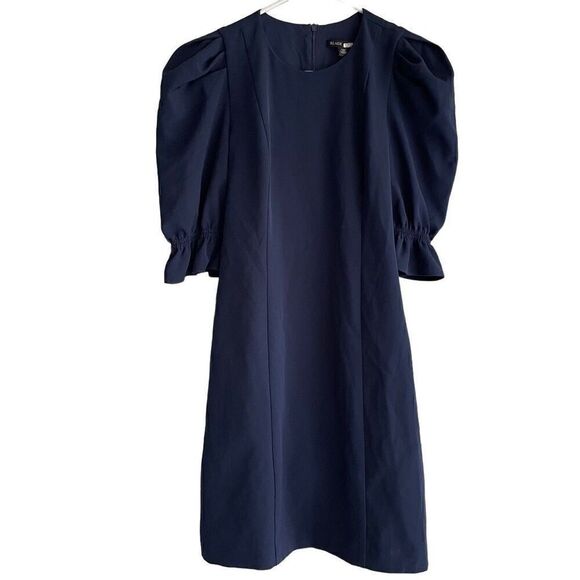 Black Halo Dresses & Skirts - Black Halo Womens Dress Size 6 Navy Blue Elsie Puff Sleeve Crewneck Sheath